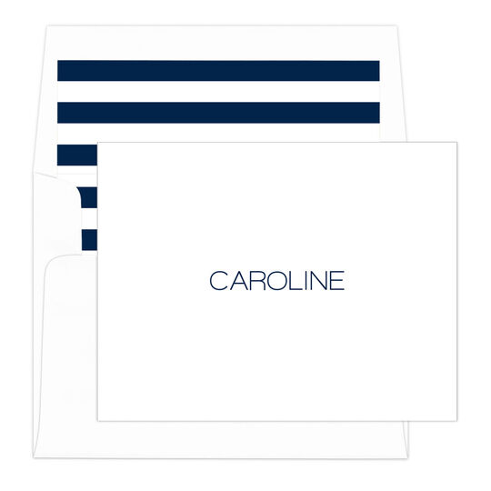 Modern Large Name Folded Note Cards - Raised Ink